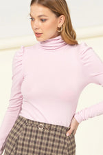 Puff Sleeve Turtleneck - Pink