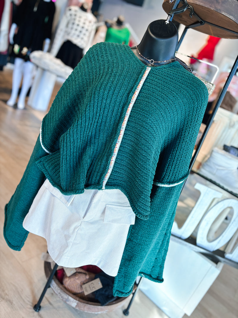 Detail Bell Sleeve Sweater - Green