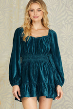 Crinkle Velvet Romper - Teal