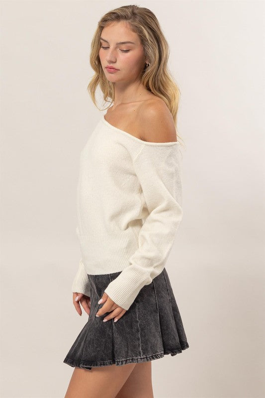 Off the Shoulder Sweater - Cream