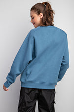 French Terry Crewneck Sweatshirt - Denim Blue