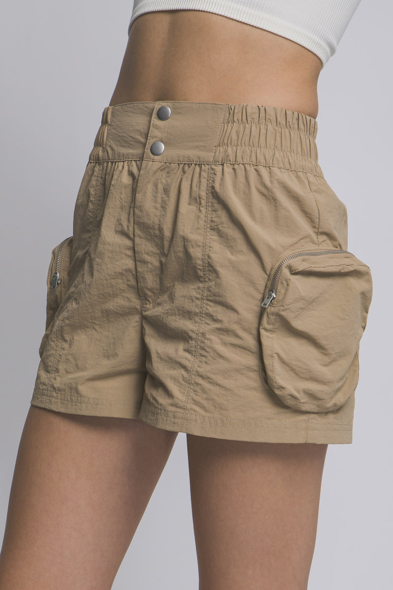 Cargo Zip Pocket Shorts - Khaki