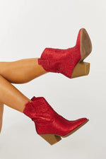 SPARKLE STONE CALF BOOT - RED