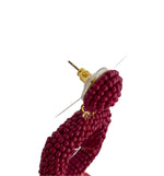 Burgundy Beaded Tassel Earrings