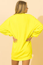 Fleece Sweatshirt Dress - Yellow