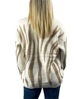 Printed Drop Shoulder Oversized Sweater - Mocha