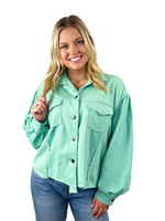 Button Up French Terry Jacket - Mint