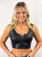 Faux Leather Bralette - Black