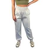 Elastic Banded High Waist Athletic Joggers - Light Khaki