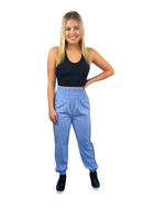 Elastic Banded High Waist Athletic Joggers - Baby Blue