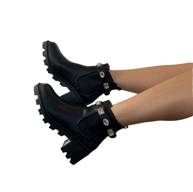 Leather ankle boots sales with jewel details