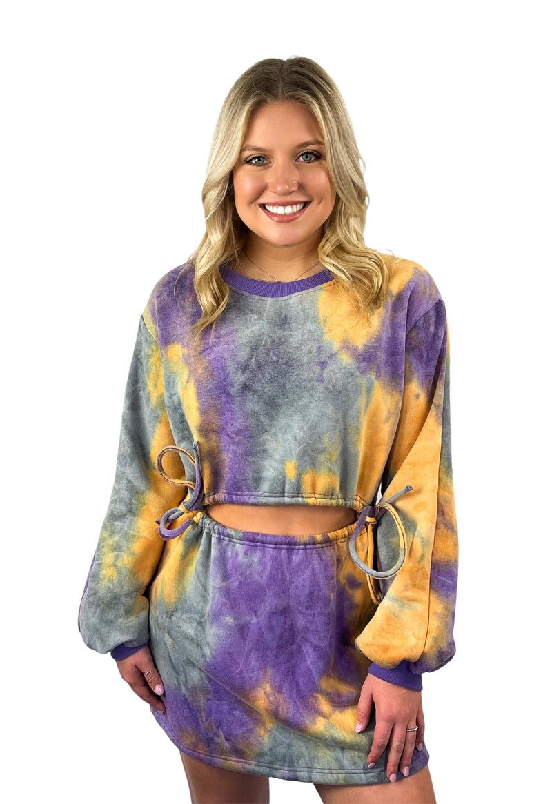 Tie-Dye Cutout Sweatshirt Dress - Violet