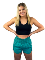 Elastic Banded High Waist  Shorts - Kelly Green